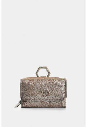 Monedero De Cuero Folia Para Mujer Tropical Monedero De Cuero Folia Para Mujer Tropical Plata VÉLEZ