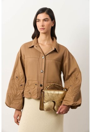 Chaqueta En Dril Para Mujer Runas Chaqueta En Dril Para Mujer Runas Tabaco L VÉLEZ