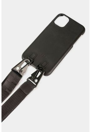 Case Iphone 11 Bee De Cuero Para Mujer Cargadera Reata Negro