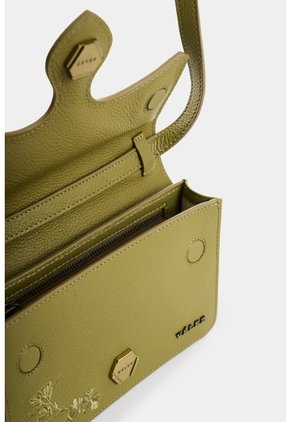 Manos Libres Mini Garniel En Cuero Para Mujer Manos Libres Mini Garniel En Cuero Para Mujer Verde Oliva VÉLEZ