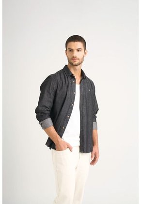 Camisa Lucca Para Hombre Detalle Bordado Camisa Lucca Para Hombre Detalle Bordado Negro S VÉLEZ