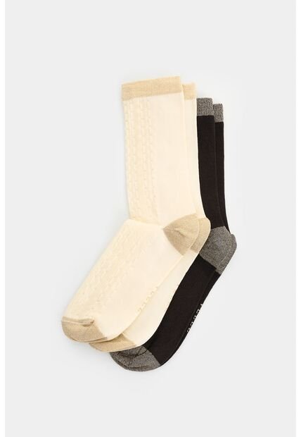 Calcetines Ica Midi Con Detalle En Lúrex Para Mujer Calcetines Ica Midi Con Detalle En Lúrex Para Mujer Crema XS VÉLEZ