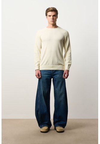Sweater Tejido En Algodón Para Hombre Manga Ranglan Sweater Tejido En Algodón Para Hombre Manga Ranglan Crema S VÉLEZ Vélez