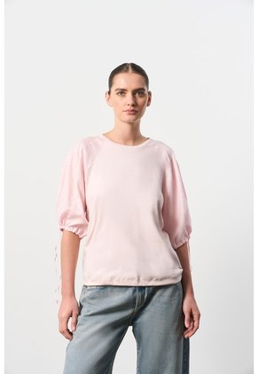 Camiseta En Lino Y Tejido De Punto Para Mujer Gael Camiseta En Lino Y Tejido De Punto Para Mujer Gael Rosado L VÉLEZ