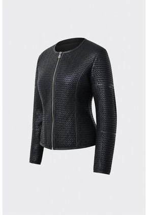 Chaqueta De Cuero Tejido Para Mujer Woven Chaqueta De Cuero Tejido Para Mujer Woven Negro M VÉLEZ