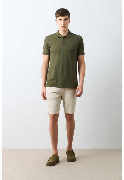 Polo Para Hombre Semi Fit Detalle Jacquard Polo Para Hombre Semi Fit Detalle Jacquard Verde Oliva S VÉLEZ