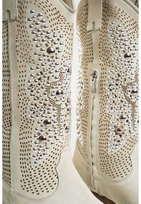 Botas Texanas Castelo De Cuero Para Mujer Apliques Metálicos