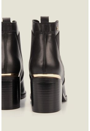 Botines Tacón De Cuero Aplique Botines Tacón De Cuero Aplique Negro 36 VÉLEZ