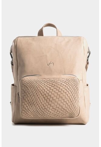 Morral Saba De Cuero Para Mujer Bolsillo Frontal Grabado Morral Saba De Cuero Para Mujer Bolsillo Frontal Grabado Beige VÉLEZ Vélez