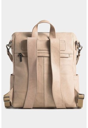 Morral Saba De Cuero Para Mujer Bolsillo Frontal Grabado Morral Saba De Cuero Para Mujer Bolsillo Frontal Grabado Beige VÉLEZ