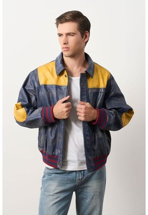 Chaqueta Bomber En Cuero Envejecido Para Hombre Chaqueta Bomber En Cuero Envejecido Para Hombre Multicolor M VÉLEZ