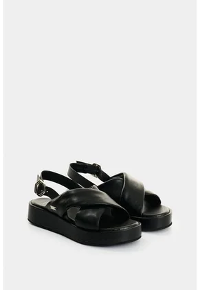 Sandalia Plataforma De Cuero Para Mujer Caltha Sandalia Plataforma De Cuero Para Mujer Caltha Negro 37 VÉLEZ