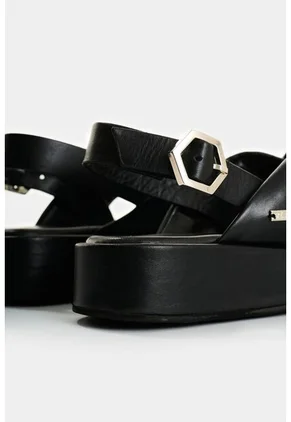 Sandalia Plataforma De Cuero Para Mujer Caltha Sandalia Plataforma De Cuero Para Mujer Caltha Negro 37 VÉLEZ