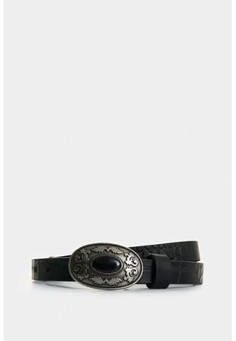 Cinturón Unifaz De Cuero Grabado Para Mujer Hazel Cinturón Unifaz De Cuero Grabado Para Mujer Hazel Negro L VÉLEZ Vélez