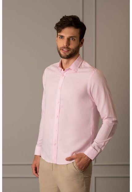 Camisa Manga Larga Para Hombre Fibras Naturales Camisa Manga Larga Para Hombre Fibras Naturales Rosado S VÉLEZ
