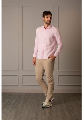 Camisa Manga Larga Para Hombre Fibras Naturales Camisa Manga Larga Para Hombre Fibras Naturales Rosado S VÉLEZ