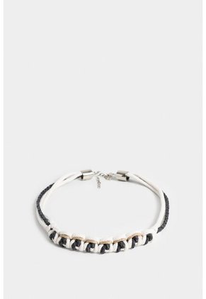 Collar Malaquita De Cuero Y Algodón Para Mujer Trenzado Collar Malaquita De Cuero Y Algodón Para Mujer Trenzado Azul VÉLEZ