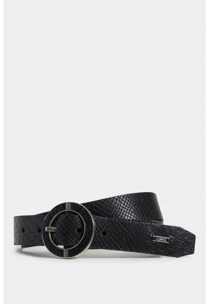 Cinturón Unifaz Caval De Cuero Grabado Para Mujer Hebilla Circular Cinturón Unifaz Caval De Cuero Grabado Para Mujer Hebilla Circular Negro M VÉLEZ
