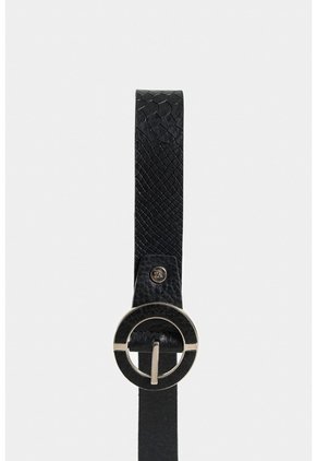 Cinturón Unifaz Caval De Cuero Grabado Para Mujer Hebilla Circular Cinturón Unifaz Caval De Cuero Grabado Para Mujer Hebilla Circular Negro M VÉLEZ