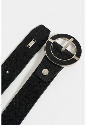 Cinturón Unifaz Caval De Cuero Grabado Para Mujer Hebilla Circular Cinturón Unifaz Caval De Cuero Grabado Para Mujer Hebilla Circular Negro M VÉLEZ