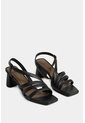 Sandalia Tacón Gobi De Cuero Liso Para Mujer Straps Sandalia Tacón Gobi De Cuero Liso Para Mujer Straps Negro 35 VÉLEZ de Vélez