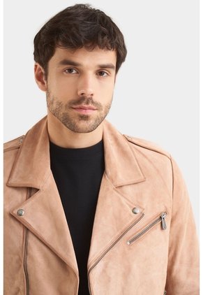 Chaqueta Biker De Gamuza Para Hombre Cremallera Cruzada Chaqueta Biker De Gamuza Para Hombre Cremallera Cruzada Arena S VÉLEZ
