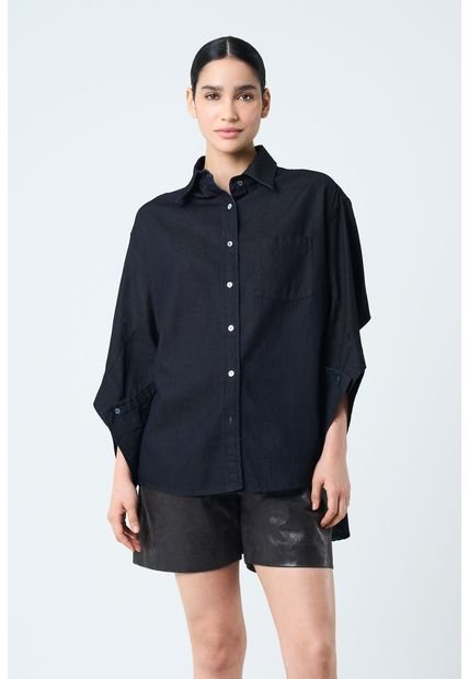 Camisa Vega Para Mujer Efecto Encerado Camisa Vega Para Mujer Efecto Encerado Azul Oscuro XS Vélez
