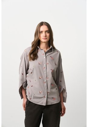 Camisa Manga Larga Flower Para Mujer Camisa Manga Larga Flower Para Mujer Gris M VÉLEZ