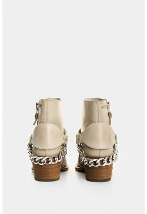 Botines De Cuero Craquelado Para Mujer Marine Botines De Cuero Craquelado Para Mujer Marine Crema 35 VÉLEZ