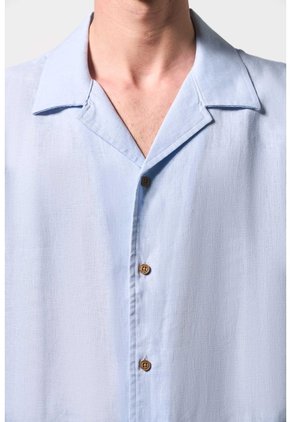 Camisa Manga Corta En Lino Para Hombre Málaga Camisa Manga Corta En Lino Para Hombre Málaga Azul Claro XS VÉLEZ