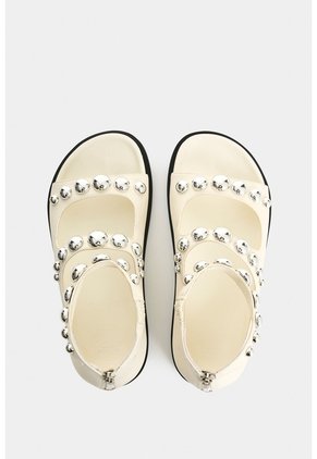 Sandalia Plana En Cuero Con Taches Para Mujer Luzia Sandalia Plana En Cuero Con Taches Para Mujer Luzia Crema 40 VÉLEZ