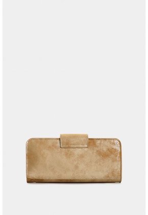 Billetera Porta Chequera Extravaganza De Cuero Para Mujer Grabado Billetera Porta Chequera Extravaganza De Cuero Para Mujer Grabado Dorado VÉLEZ