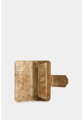 Billetera Porta Chequera Extravaganza De Cuero Para Mujer Grabado Billetera Porta Chequera Extravaganza De Cuero Para Mujer Grabado Dorado VÉLEZ