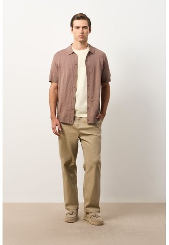 Camisa Manga Corta Tejida Para Hombre Ikal Camisa Manga Corta Tejida Para Hombre Ikal Tabaco L VÉLEZ Vélez