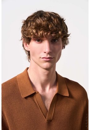 Polo Manga Corta Tejida Para Hombre Dunas Polo Manga Corta Tejida Para Hombre Dunas Miel XL VÉLEZ
