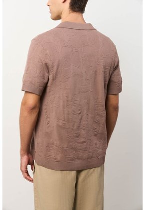 Camisa Manga Corta Tejida Para Hombre Ikal Camisa Manga Corta Tejida Para Hombre Ikal Tabaco L VÉLEZ