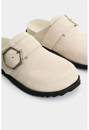 Mocasines Destalonados Niebla De Cuero Gamuzado Para Mujer Hebilla Mocasines Destalonados Niebla De Cuero Gamuzado Para Mujer Hebilla Crema 37 VÉLEZ