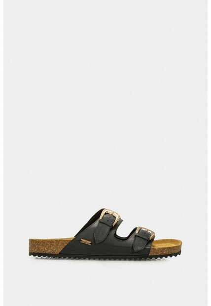 Sandalia Plana Pilos De Cuero Para Mujer Suela Corcho Sandalia Plana Pilos De Cuero Para Mujer Suela Corcho Negro 35 VÉLEZ