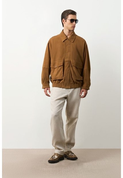 Chaqueta Bomber En Cuero Para Hombre Bruma Chaqueta Bomber En Cuero Para Hombre Bruma Miel L VÉLEZ