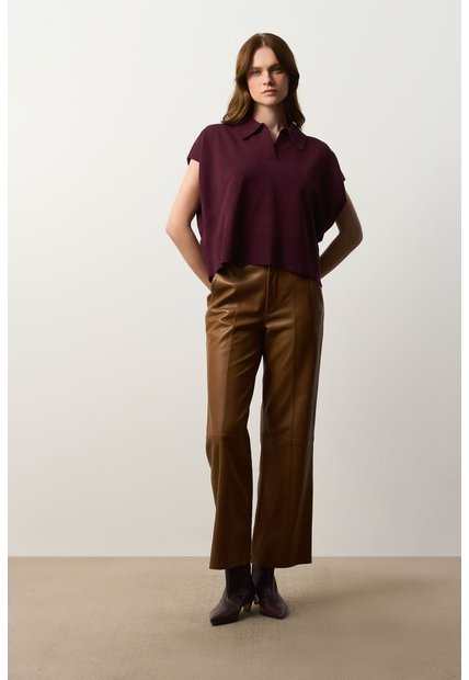 Polo Bora Tejida Para Mujer Silueta Boxy Polo Bora Tejida Para Mujer Silueta Boxy Vinotinto XS VÉLEZ