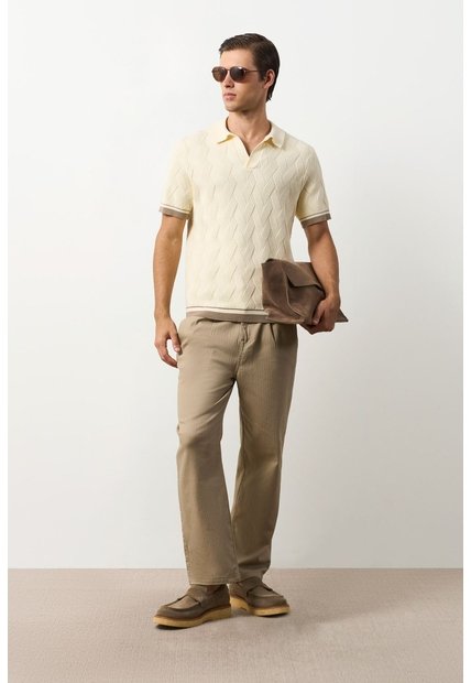 Polo Manga Corta Tejida Para Hombre Aura Polo Manga Corta Tejida Para Hombre Aura Crema XXL VÉLEZ