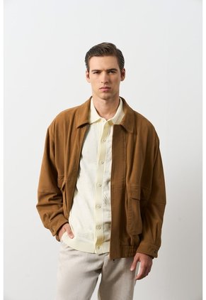 Chaqueta Bomber En Cuero Para Hombre Bruma Chaqueta Bomber En Cuero Para Hombre Bruma Miel L VÉLEZ