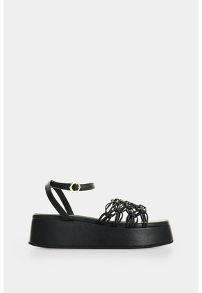 Sandalia Plataforma En Cuero Para Mujer Orquidea Sandalia Plataforma En Cuero Para Mujer Orquidea Negro 39 VÉLEZ