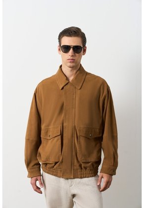 Chaqueta Bomber En Cuero Para Hombre Bruma Chaqueta Bomber En Cuero Para Hombre Bruma Miel L VÉLEZ