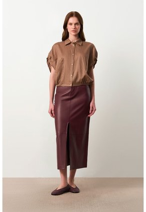 Camisa Manga Corta En Lino Para Mujer Faro Camisa Manga Corta En Lino Para Mujer Faro Tabaco S VÉLEZ