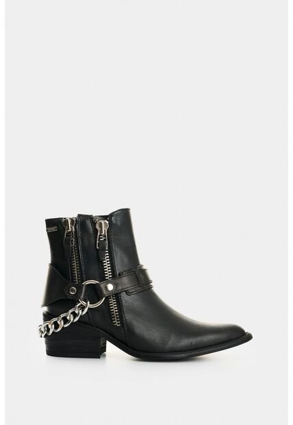 Botines De Cuero Craquelado Para Mujer Marine Botines De Cuero Craquelado Para Mujer Marine Negro 34 VÉLEZ