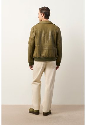 Chaqueta Aviador De Cuero Para Hombre Nila Chaqueta Aviador De Cuero Para Hombre Nila Verde Oliva M VÉLEZ
