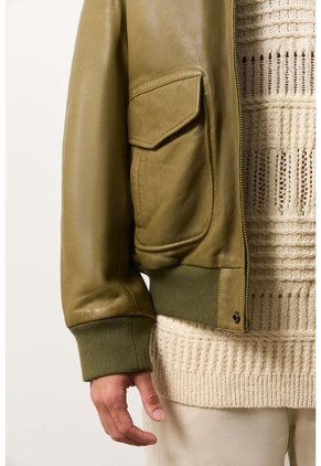 Chaqueta Aviador De Cuero Para Hombre Nila Chaqueta Aviador De Cuero Para Hombre Nila Verde Oliva M VÉLEZ
