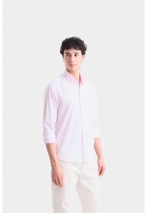 Camisa Manga Larga Popelina Para Hombre Cuello Camisero Clásico Camisa Manga Larga Popelina Para Hombre Cuello Camisero Clásico Rosado L VÉLEZ