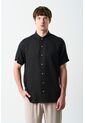 Camisa Manga Corta Lino Para Hombre Bordado Vz Camisa Manga Corta Lino Para Hombre Bordado Vz Negro M VÉLEZ de Vélez